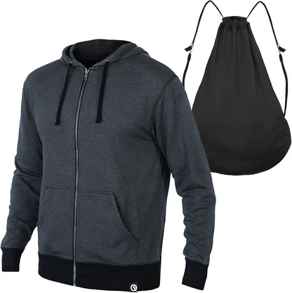 2-In-1 Reversible Backpack Hoodie (As Seen on SHARK TANK) Unisex Full-Zip Hero Hoodie Classic - Gunmetal Gray